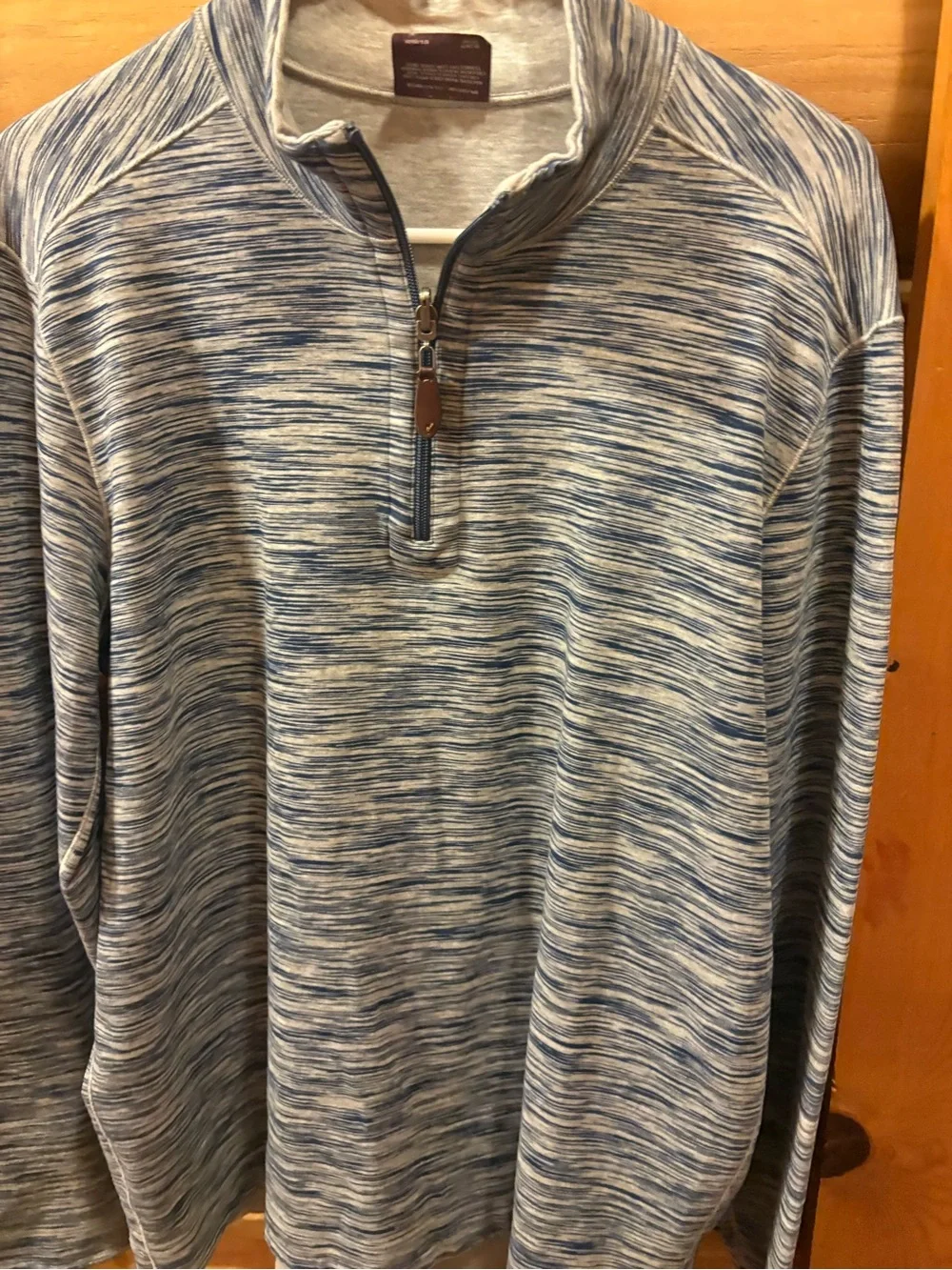 Johnston & Murphy Blue and Gray Heathered reversible Quarter-Zip Sweatshirt